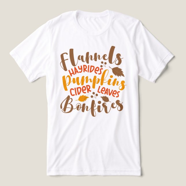 Flannels Hay Rides Pumpkins Cider Deixa Bonfire (Design frontal)