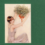Flapper com Mistletoe J<br><div class="desc">Flerta está segurando a maleta. Quem a beijará? Cartão perfeito para aquele especial. Personalize o dentro com sua mensagem.</div>