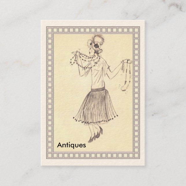 Flapper Girl Retro 1950's Cartão de visita (Frente)