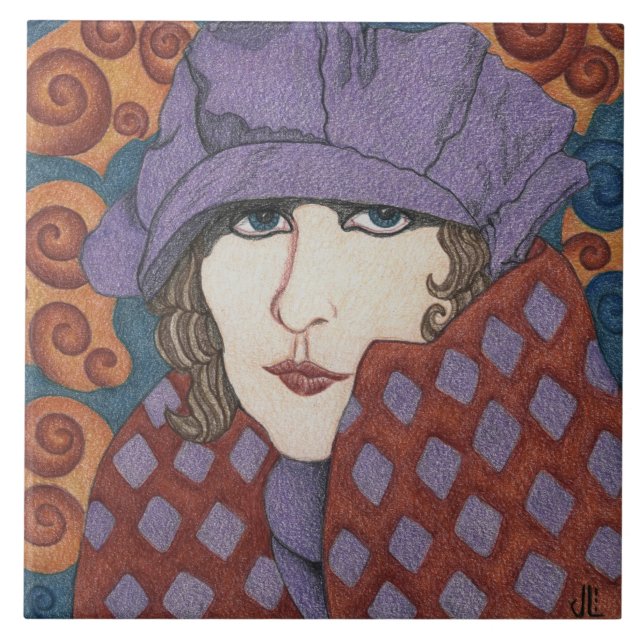 "Flapper na arte Nouveau" no azulejo (Frente)