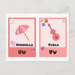 Flashcards do Alfabeto ,ABC Cartões Educativos U,V