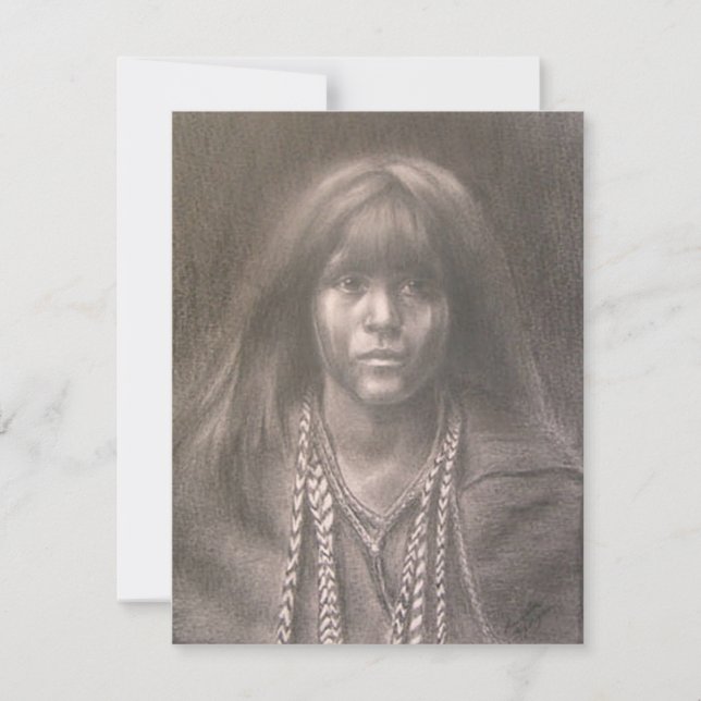 Flat Card with print of Native American Child (Frente)