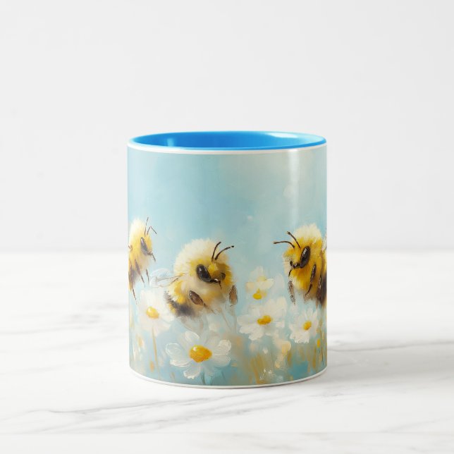 Flauffy Bumble Bees, Uma Caneca De Dois Tons (Centro)