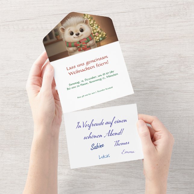 Flauschiger Igel Einladung Weihnachten (Criador carregado)