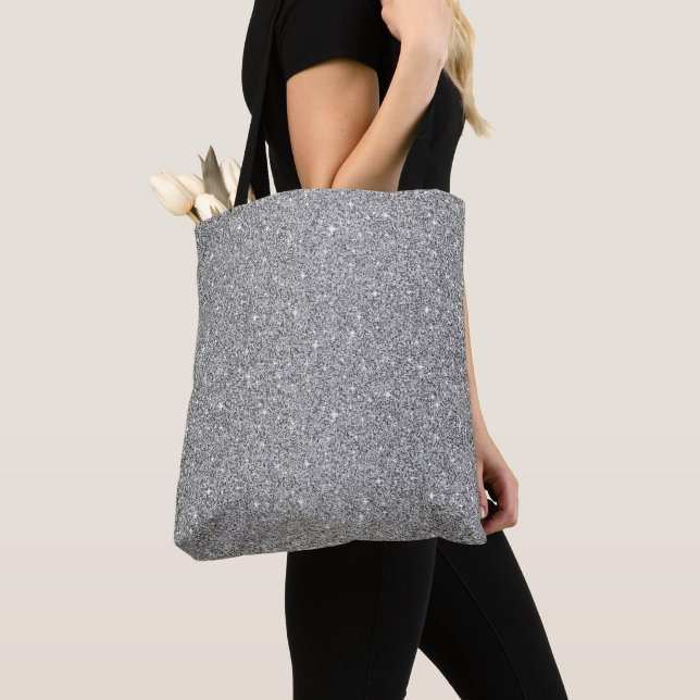 Flaux Glitter Tote Bag-Silver (Close Up)