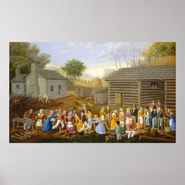 Flax Scutching Bee - Linton Park Fine Art Poster (Frente)