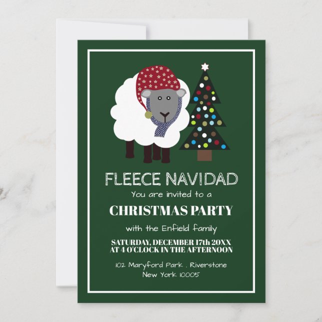 Fleece Navidad, Estilo Espanhol Convite de Natal (Frente)