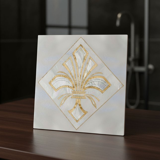 Fleur-de-lis Art Deco - pérola e ouro (Criador carregado)