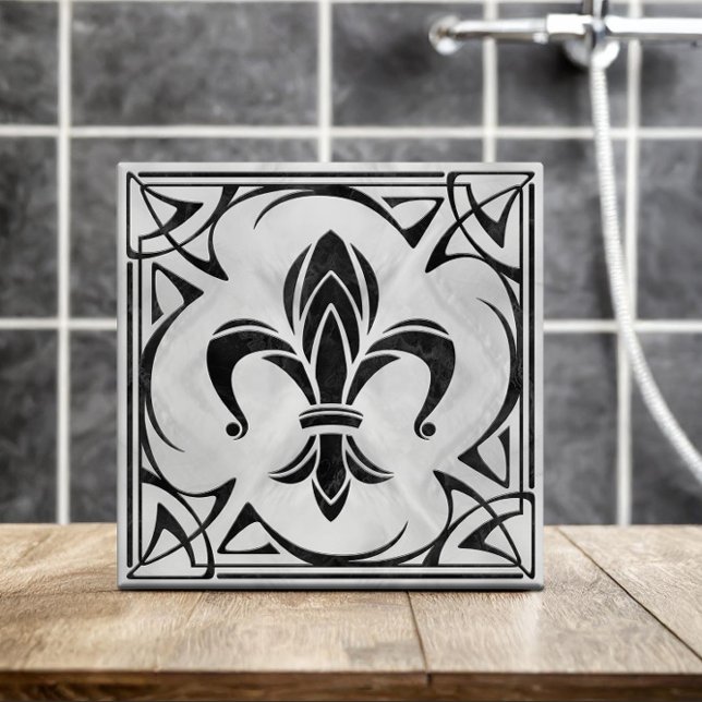 Fleur-De-Lis - Art Nouveau - Black Marble and Pear (Criador carregado)