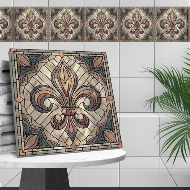 Fleur-de-lis - Arte do mosaico de vidro retido (Criador carregado)