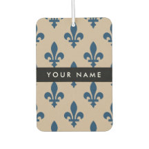 Fleur de Lis, Azul Marinho em Bege, Real, Seu Nome