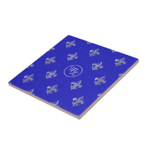 Fleur de Lis Azul Real Preppy Personalizado
