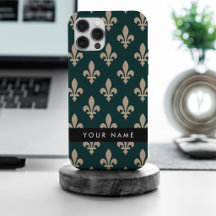 Fleur de Lis, Bege sobre Verde, Real, Seu Nome