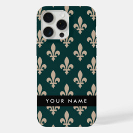 Fleur de Lis, Beige on Green, Royal, Your Name