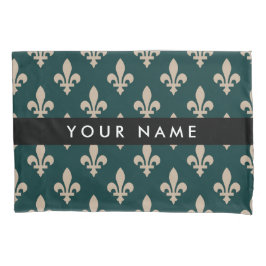 Fleur de Lis, Beige on Green, Royal, Your Name