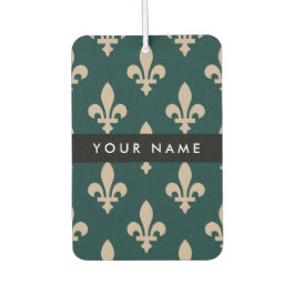 Fleur de Lis, Beige on Green, Royal, Your Name
