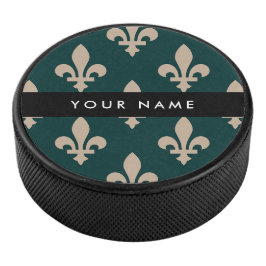 Fleur de Lis, Beige on Green, Royal, Your Name