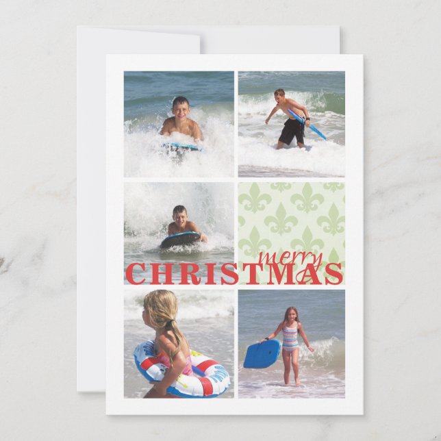 Fleur de lis, com Cartão com fotos duplo (Frente)