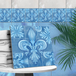 Fleur-de-lis - cor azul-água suave