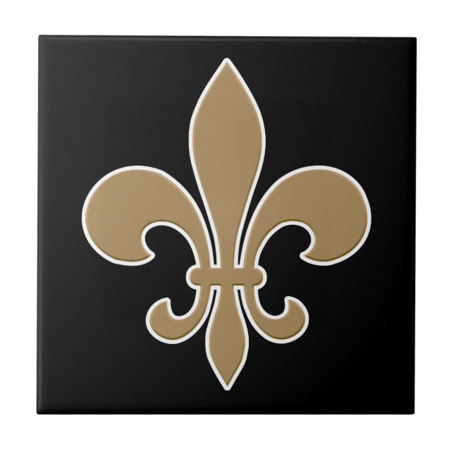 Fleur de Lis Dourado com contorno branco e preto (Frente)