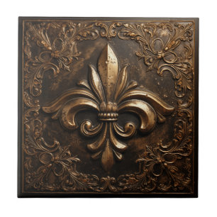Fleur de Lis Dourado Metálico Francês Decorativo