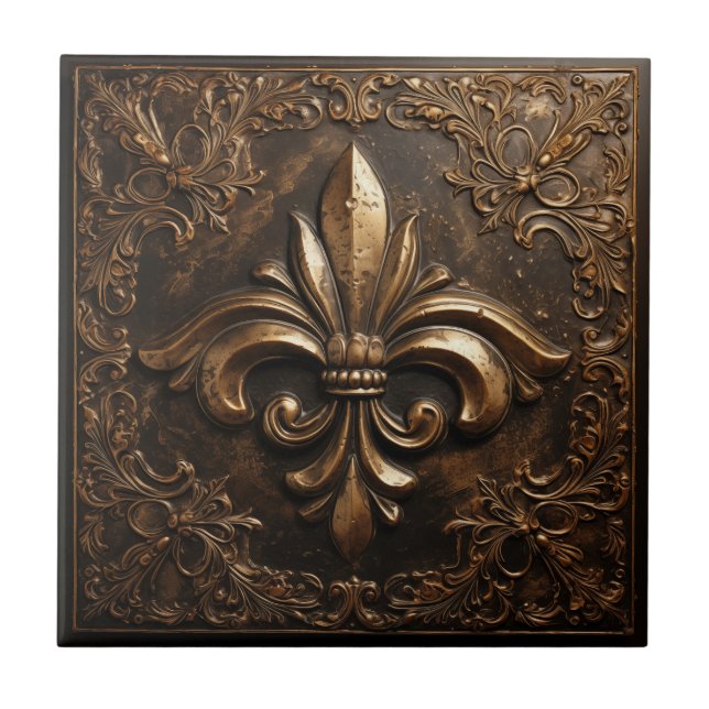 Fleur de Lis Dourado Metálico Francês Decorativo (Frente)