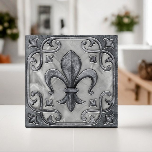 Fleur-De-Lis Elegante Vintage Marble (Criador carregado)