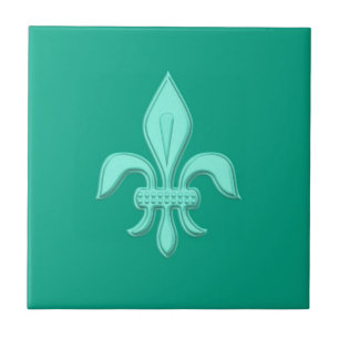 Fleur de Lis em Aqua Claro em Turquesa