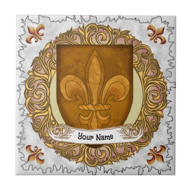 Fleur De Lis Family Crest Surname (Frente)