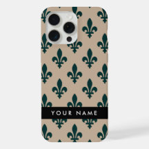 Fleur de Lis, Green on Beige, Royal, Your Name