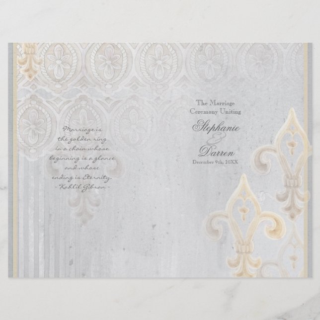 Fleur de Lis Lace Damask 2 Programa de Casamento d (Frente)