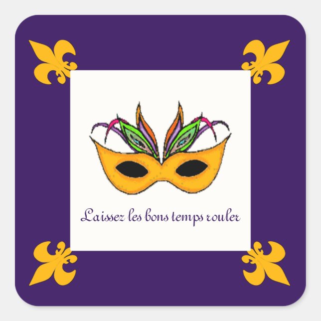 Fleur de Lis Mask Mardi Gras adesivos (Frente)