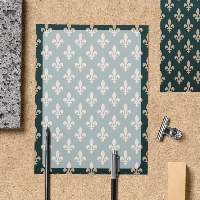 Fleur de Lis Pattern, Francês, Real, Creme, Verde (Criador carregado)
