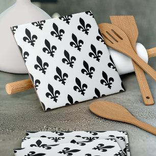Fleur de Lis Pattern, Royal French, preto em branc