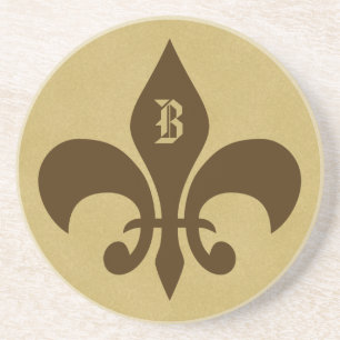 Fleur de lis Porta copos de arenito monograma - B