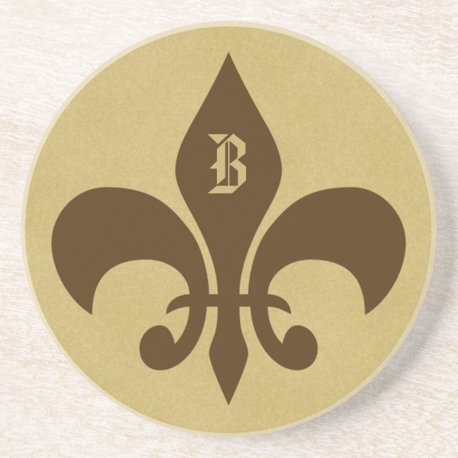Fleur de lis Porta copos de arenito monograma - B (Frente)