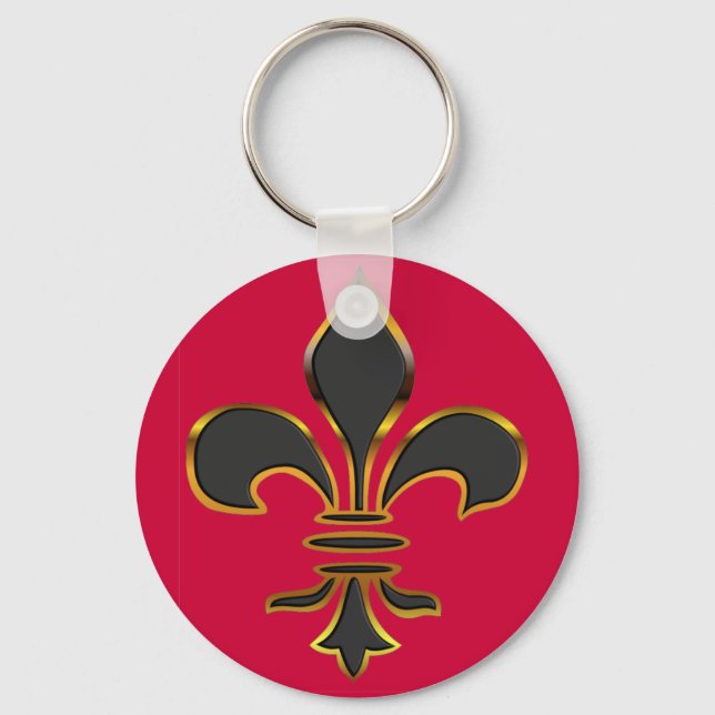 Fleur-de-lis preto e dourado... Chaveiro (Frente)