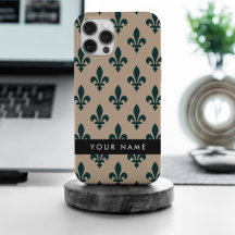 Fleur de Lis, Verde sobre Bege, Real, Seu Nome