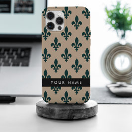 Fleur de Lis, Verde sobre Bege, Real, Seu Nome