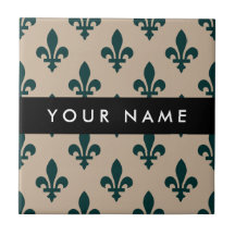 Fleur de Lis, Verde sobre Bege, Real, Seu Nome