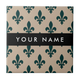 Fleur de Lis, Verde sobre Bege, Real, Seu Nome