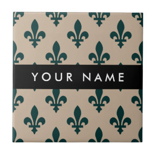 Fleur de Lis, Verde sobre Bege, Real, Seu Nome