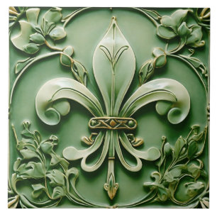 Fleur de Lis Vintage Alivio Verde Antiquado