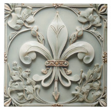 Fleur de Lis Vintage Antique Mint Faux Alivio