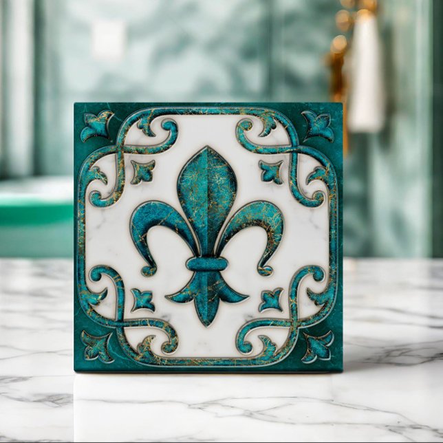 Fleur-De-Lis Vintage Verdigris Marble (Criador carregado)