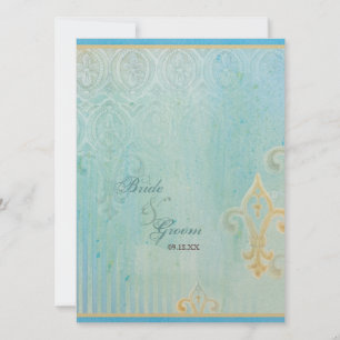 Fleur di Lys Damask 2 Blue - Convite para casament