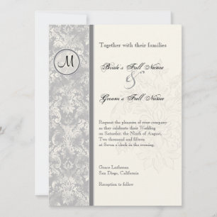 Fleur di Lys Damask - Convite Para Casamento De Ci