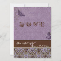Fleur di Lys Damask - Convite Para Casamento Roxo
