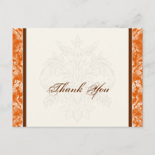 Fleur di Lys Damask Orange Obrigado Nota Cartão Po