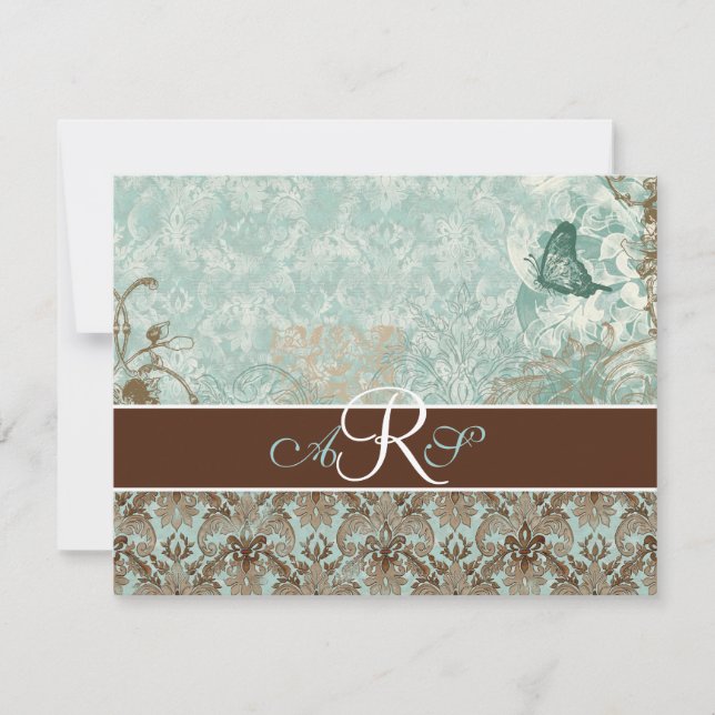 Fleur di Lys Damask - Placa de resposta RSVP (Frente)